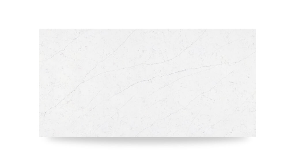 A white surface with faint, delicate gray veins running diagonally, resembling natural marble, giving a clean and sophisticated look.