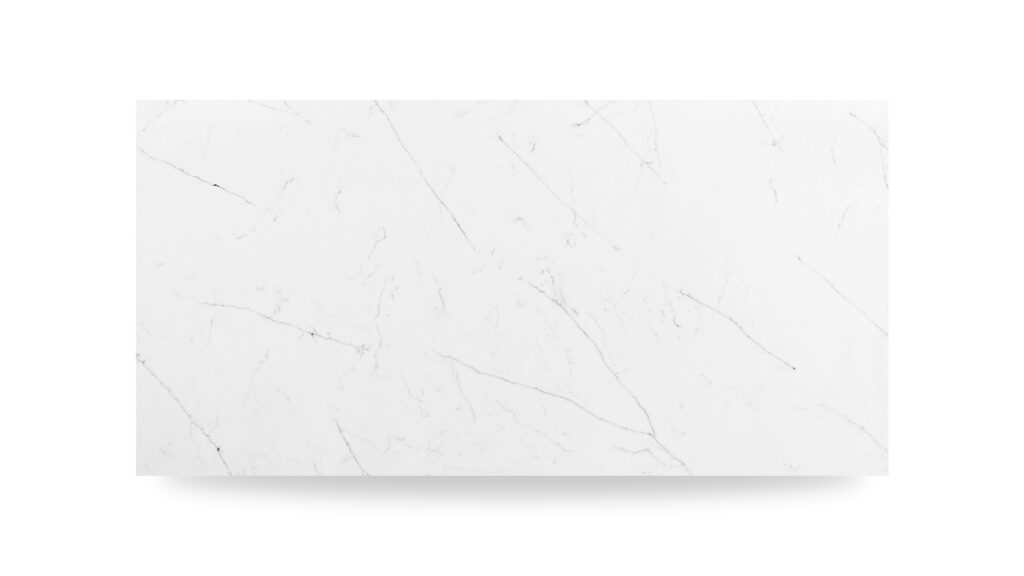 A pristine white surface with fine, subtle gray veins running across it, giving the appearance of delicate natural marble.