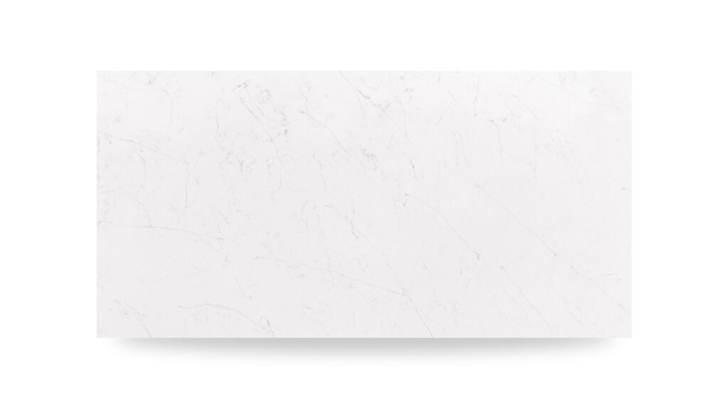 A white surface with subtle, thin gray veins and light speckling, creating a delicate, elegant marble-like appearance.