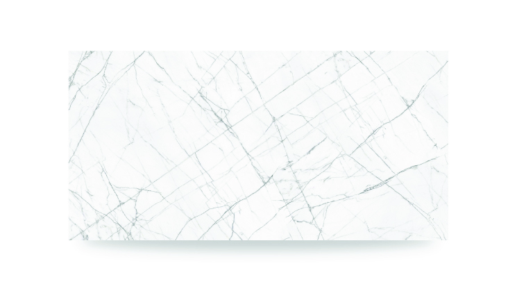 The image shows a white surface with thin, intersecting gray veining in a crisscross pattern, resembling a polished marble or quartz countertop.