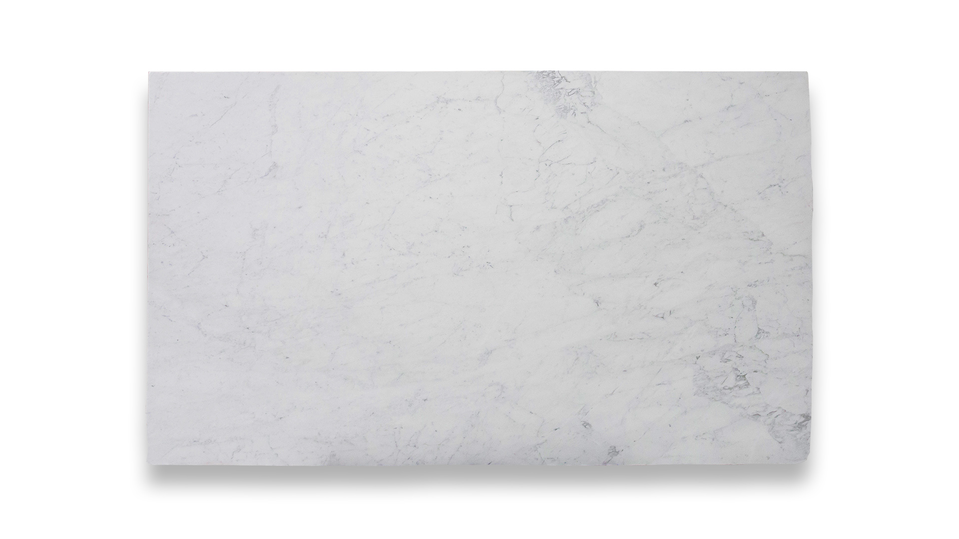 A slab of Bianco Carrara Extra Polished/Honed marble featuring a soft white base with delicate gray veining patterns throughout.