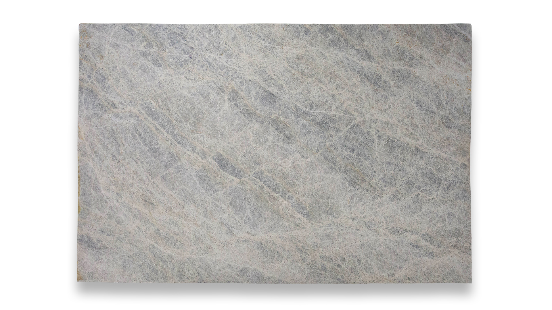 A single slab of Cielo Leathered Quartzite featuring a subtle mix of gray and beige tones with a textured, natural leather finish.