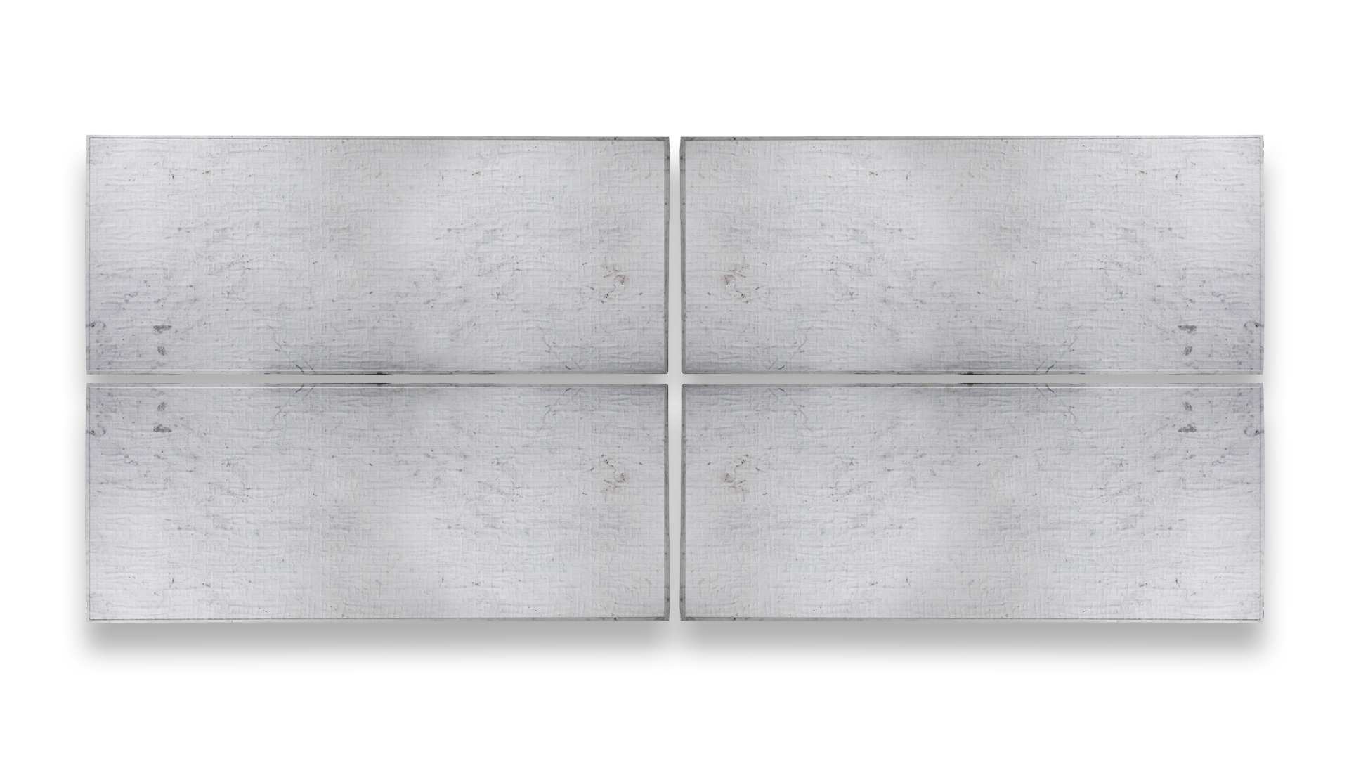 This image features a quad-panel artwork with a symmetrical pattern resembling bamboo-finished marble, displaying textured white and gray hues.