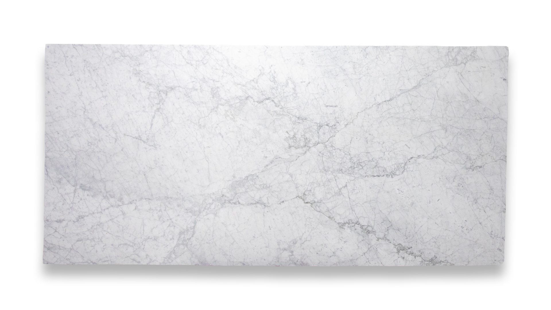 A single slab of Bianco Carrara polished marble, featuring a light gray background with subtle, intricate gray veining patterns throughout.