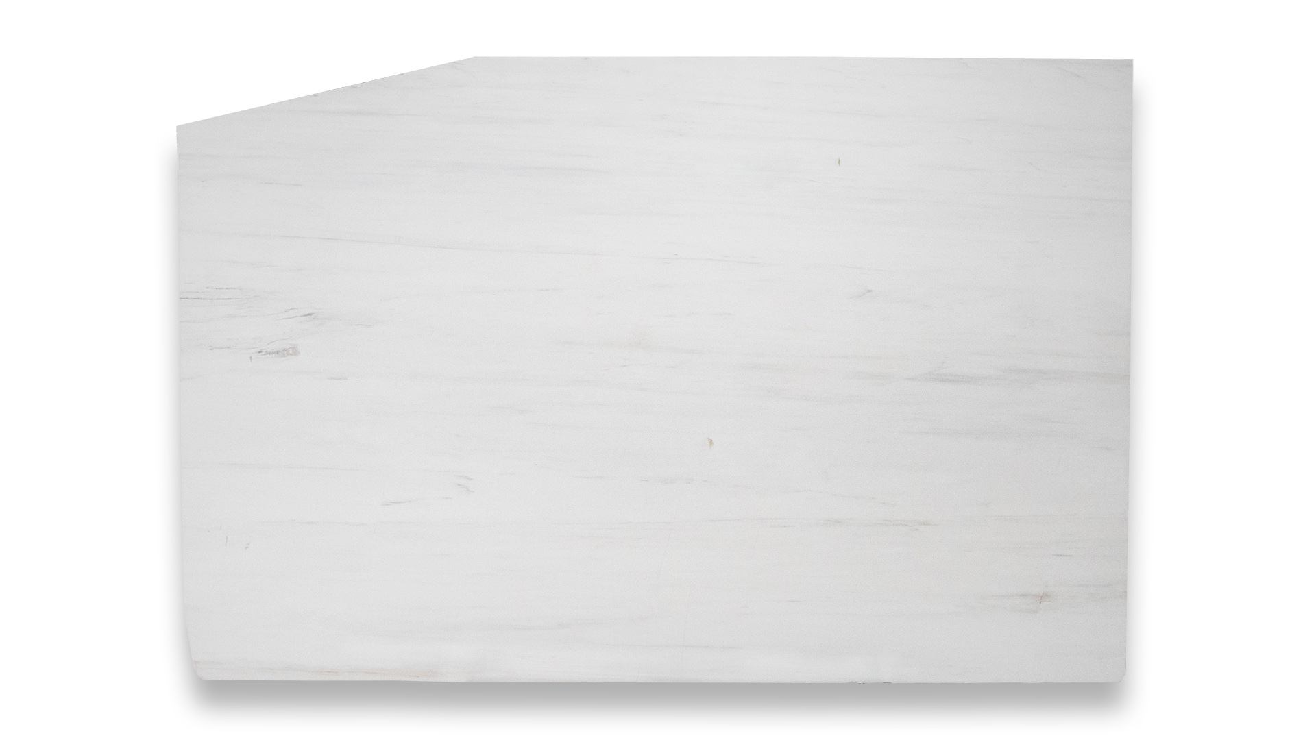 This image shows a slab of Bianco Dolomite polished marble, featuring a smooth, mostly white surface with subtle, light grey veining throughout.