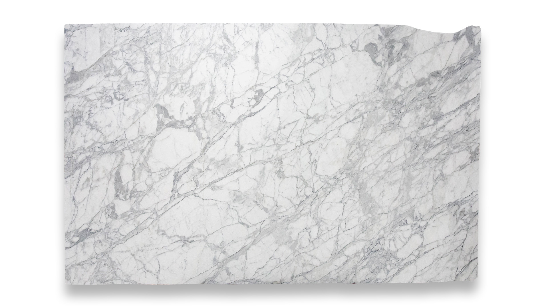 This image shows a slab of Calacatta Belgia Honed Marble, featuring a white background with intricate gray veining and a smooth honed finish.