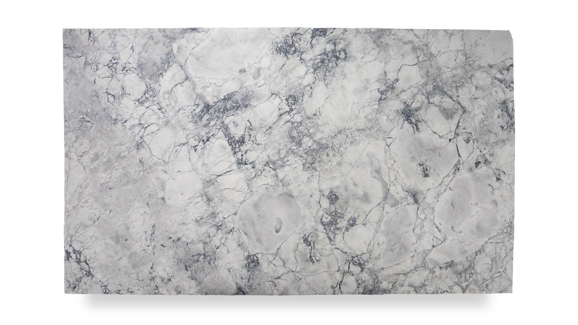 A single rectangular slab of gray and white marble with intricate veining patterns, displayed on a white background.