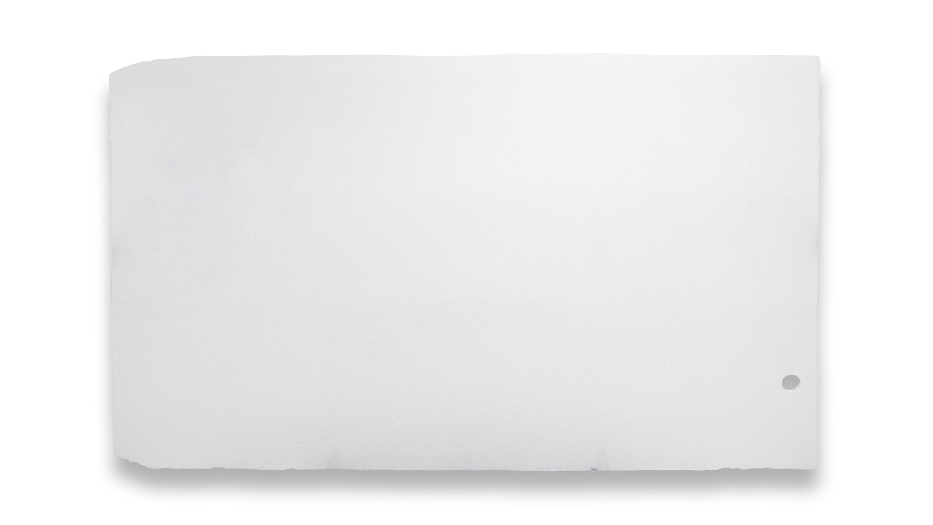 A single slab of White Premium Polished Marble, exhibiting a smooth, reflective surface with a pristine white finish and a slightly uneven edge.